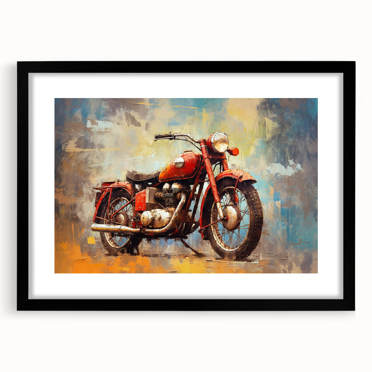 Extra large, textured abstract art print with vibrant, colorful swirls on canvas, ideal for living room decor.