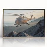 Mid-century modernist art print featuring abstract geometric shapes in a mix of muted colors on a canvas.