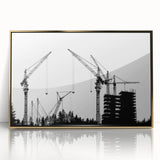 Mid-century modernist art print of abstract shapes in muted earth tones on canvas, ideal for nursery wall decor.