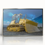 Mid-century modernist art featuring geometric shapes in muted blues and oranges on canvas, suitable for nursery wall decor.