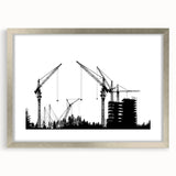 Abstract textured art print in muted gray and blue tones on canvas, suitable for bedroom ambiance.