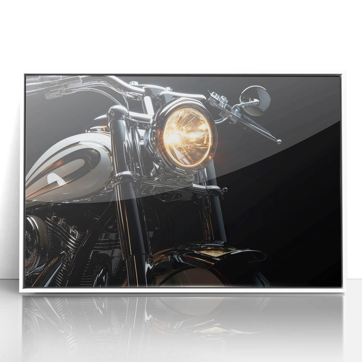 Art deco poster featuring a streamlined vintage car in monochrome shades, printed on canvas.