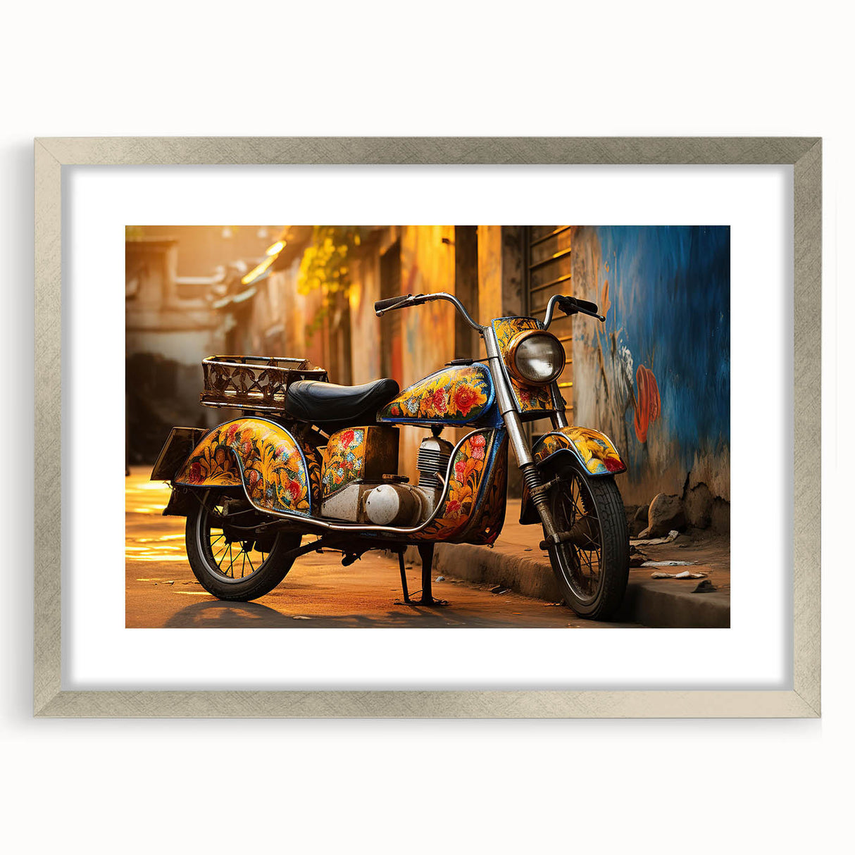 Abstract textured art print in muted earth tones on canvas, suitable for enhancing a bedroom's ambiance.