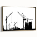 Landscape painting of a vintage car in black and white tones on a canvas, suitable for bedroom wall art.