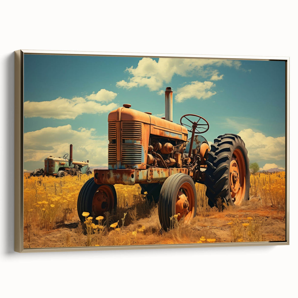 Vintage poster art of a black and white landscape painting on canvas, ideal for bedroom wall decor.
