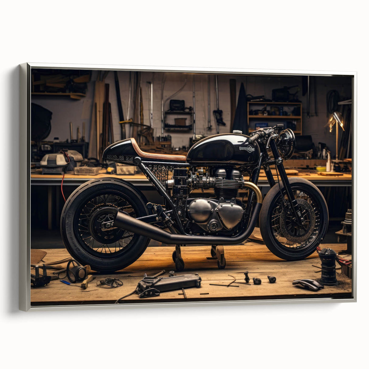 Landscape painting featuring a vintage car in vibrant colors on a black background, ideal for modern living room decor.
