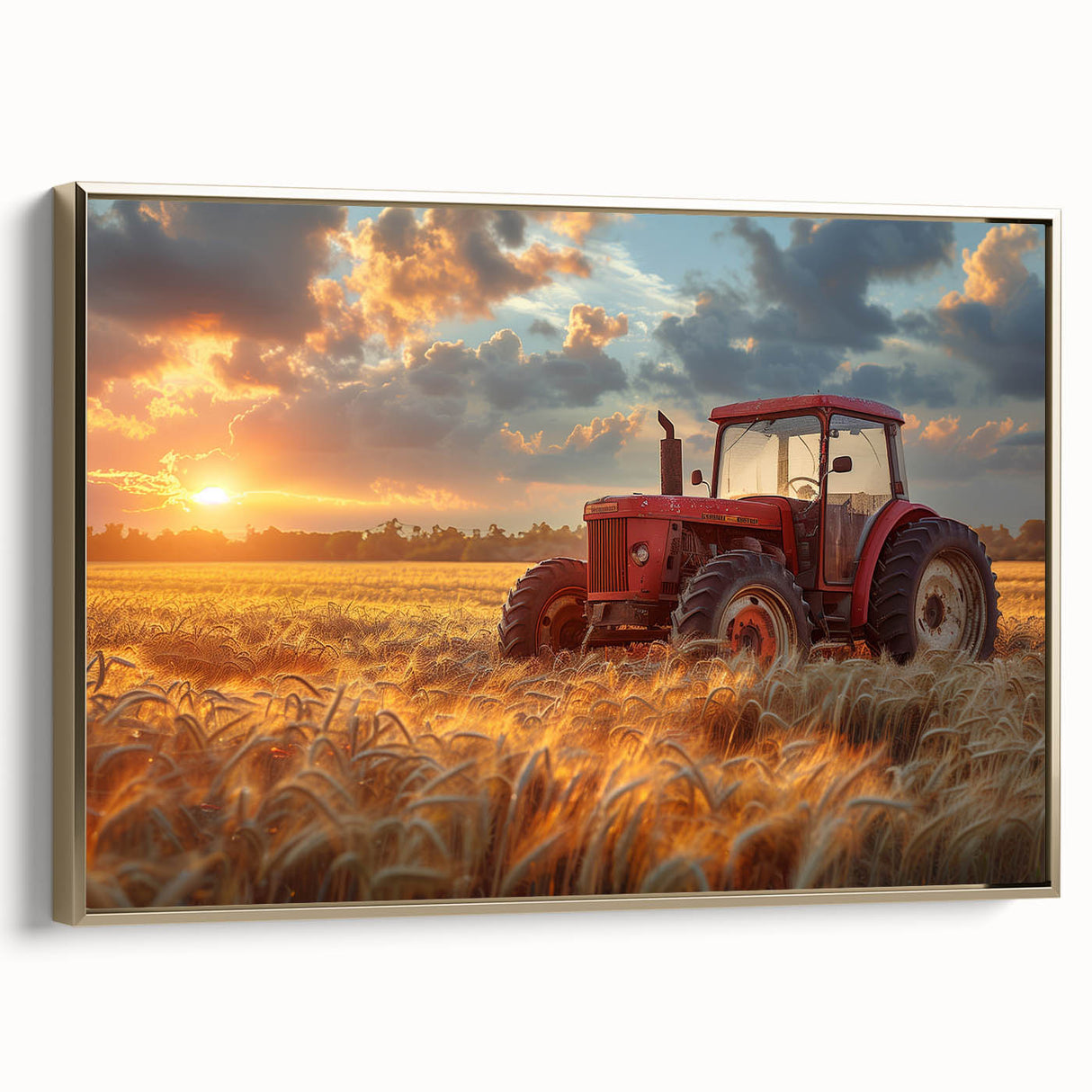 Landscape oil painting of a rural scene on canvas, featuring muted earth tones, ideal for bedroom wall decor.