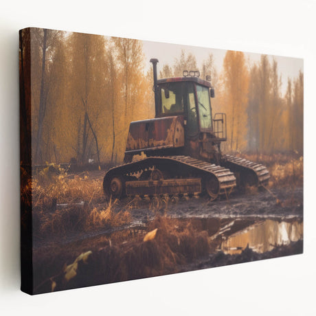 Large acrylic print of a vintage car in muted gray and blue tones, ideal for kitchen wall art.