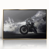 Large art print of a mid-century modernist abstract design in muted earth tones on canvas.