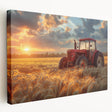 Large canvas print of a vintage red car, in muted earth tones, ideal for kitchen wall art.