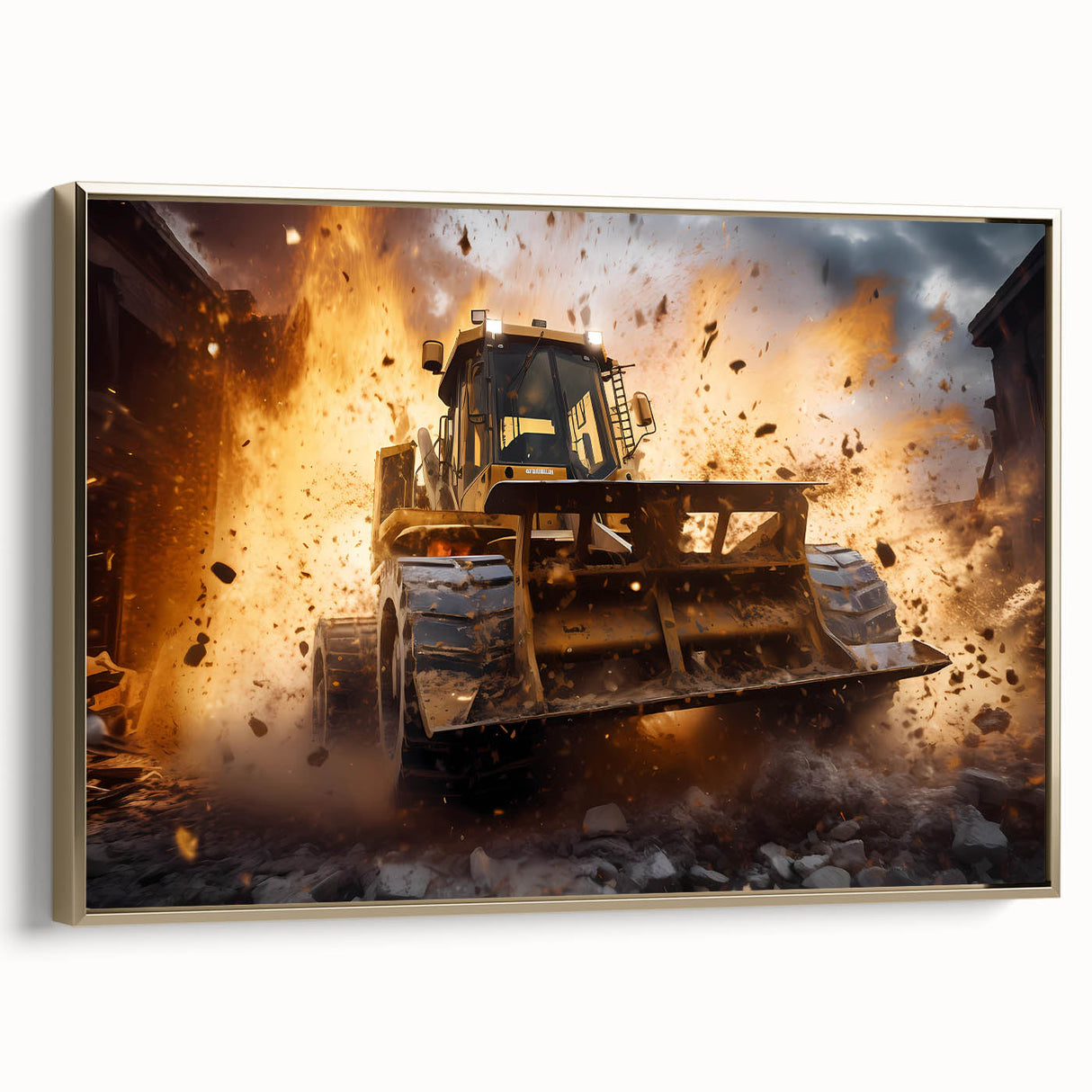 Landscape painting of a vintage car in black and white tones on a poster, ideal for bedroom wall art.