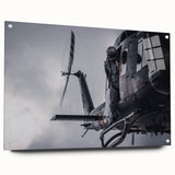 Large abstract wall art in vibrant blue and orange tones on canvas, ideal for bedroom or dining room decor.