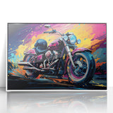 Art deco poster featuring a stylized vintage car in monochrome shades, printed on framed canvas.