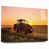 Large abstract wall art print in blue and gold tones on canvas, suitable for bedroom or dining room decor.