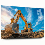 Large abstract wall art in mid-century modernist style, featuring geometric shapes in earth tones.