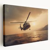 Large abstract acrylic print in vibrant orange and blue tones, ideal for kitchen wall art.