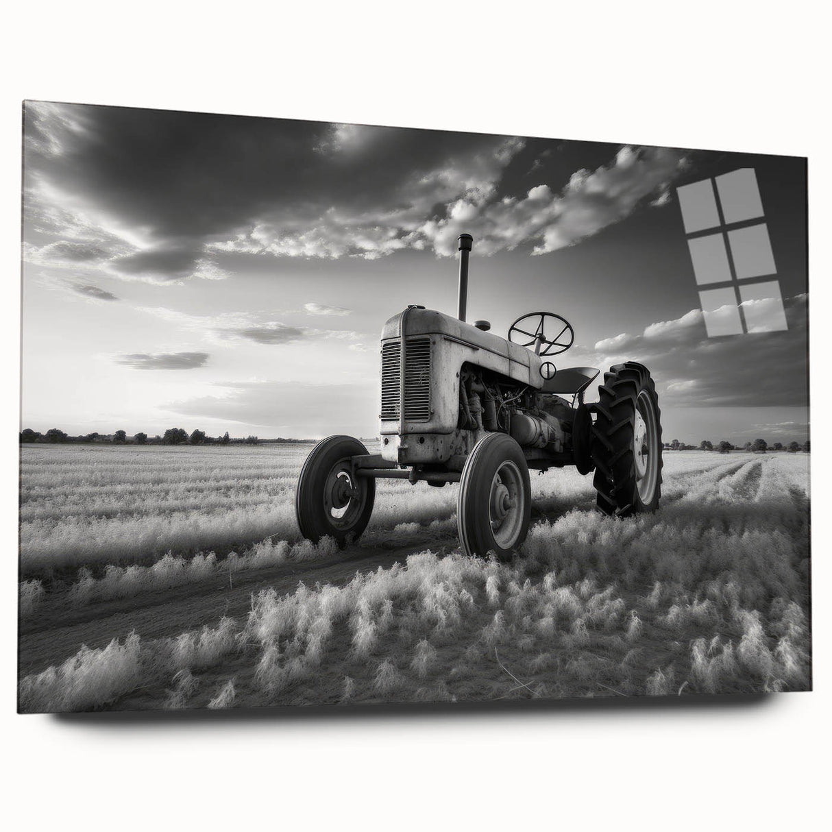 Large abstract wall art in muted gray and blue tones, printed on canvas, suitable for bedroom or dining room decor.