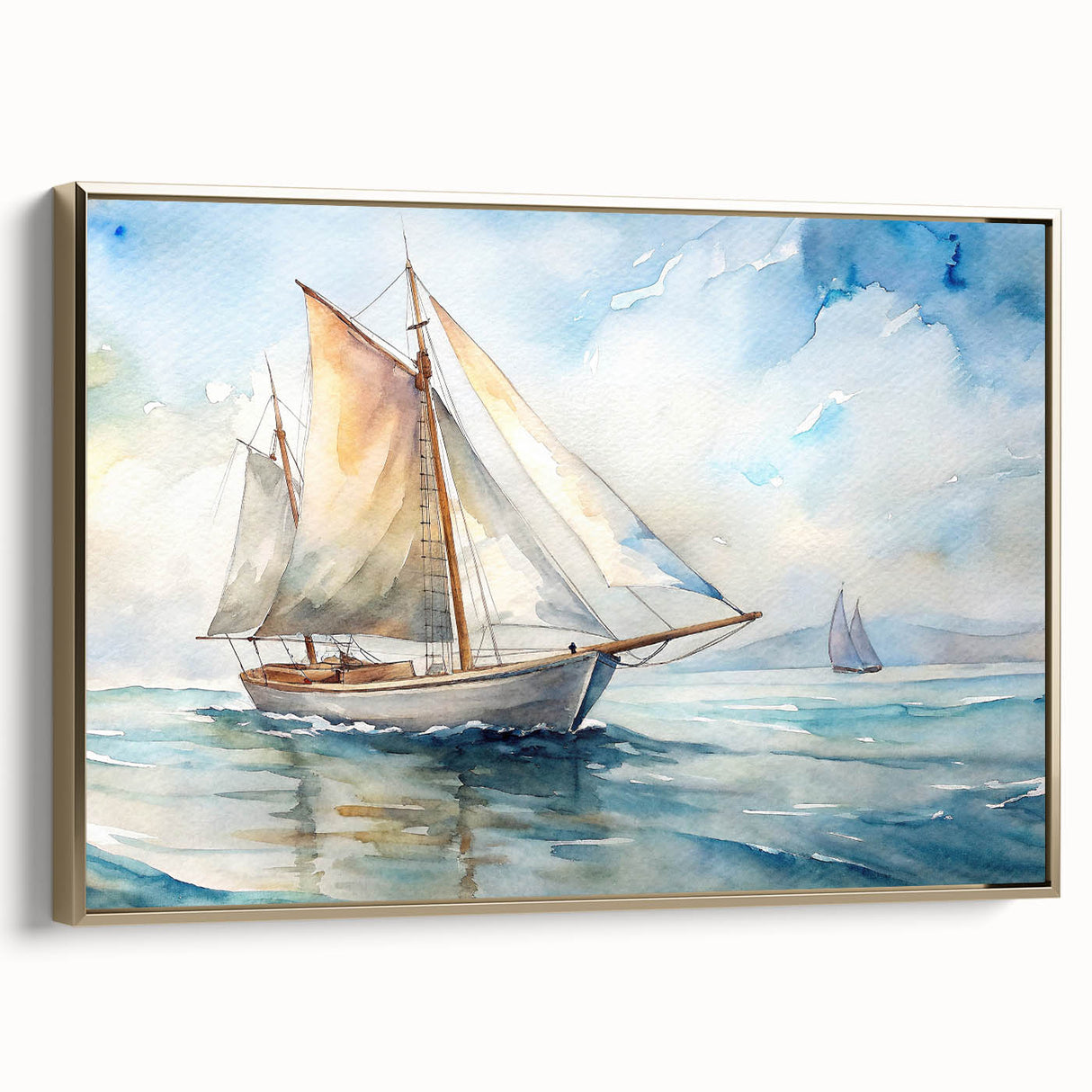 Landscape art painting featuring a colorful vintage car on a black background, printed on a framed poster.