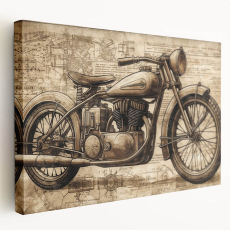 Large canvas print of a vintage car in muted gray tones, suitable for kitchen wall decor.