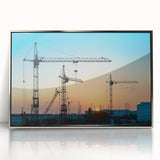 Mid-century modernist art poster featuring geometric shapes in muted pastel colors, ideal for nursery wall decor.