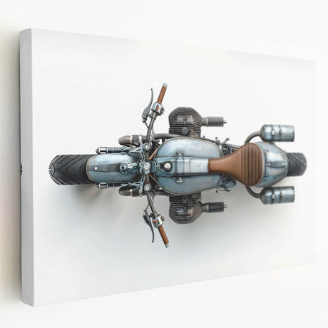 Large canvas print of a vintage car in muted gray and blue tones, ideal for kitchen wall art.