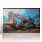 Mid-century modernist art poster featuring geometric shapes in muted pastel colors, ideal for nursery wall art.