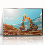 Mid-century modernist art poster featuring stylized animals in pastel shades, ideal for nursery wall art.