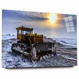 Large abstract wall art in vibrant orange and blue tones on canvas, ideal for modern bedroom or dining room ambiance.