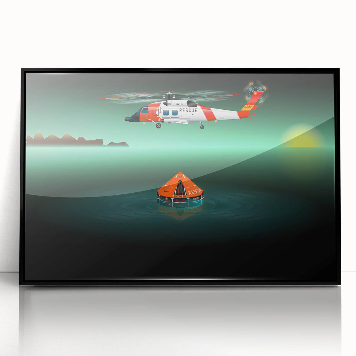 Large abstract wall art in vibrant orange and blue tones on canvas, ideal for modern living room decor.