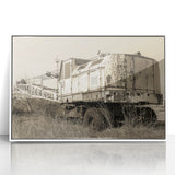 Art deco poster featuring a stylized vintage car in monochrome shades, printed on acrylic, suitable for nursery wall art.