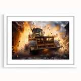 Abstract art print featuring swirling blue and gray tones on canvas, suitable for modern dining room decor.