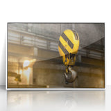 Art deco poster featuring a streamlined train in monochrome shades, printed on canvas.