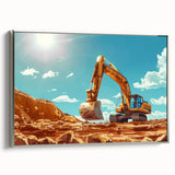 Landscape art painting on canvas featuring a vintage car in vibrant sunset colors, ideal for a modern living room.