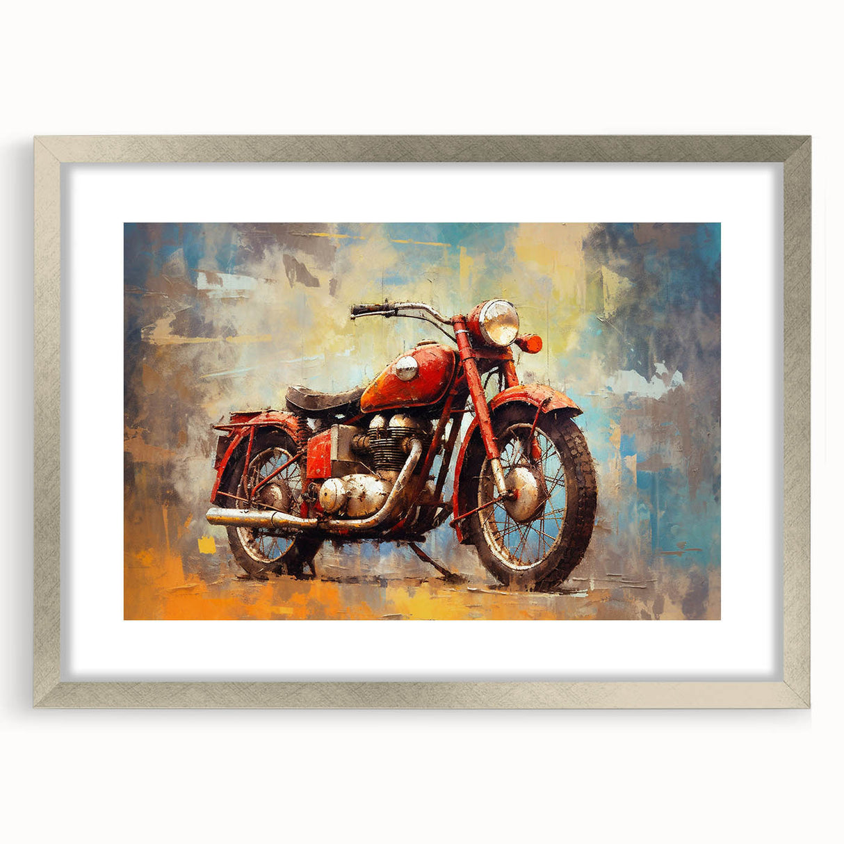 Textured abstract art print in earthy tones on canvas, suitable for bedroom ambiance.