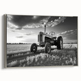 Landscape art painting of a vintage car in vibrant colors on a black background, printed on canvas.