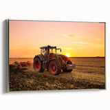 Landscape art painting featuring a vintage vehicle in vibrant colors on a black background, printed on canvas.