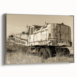 Landscape art painting of a vintage car in colorful tones on a black background, ideal for a modern living room.