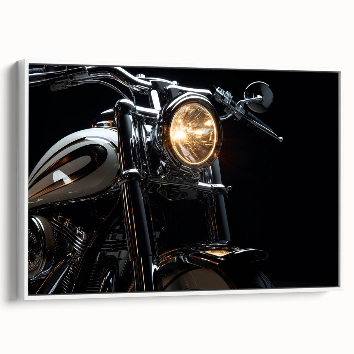 Vintage poster art of a classic car in vibrant colors on a large black canvas, ideal for living room decor.