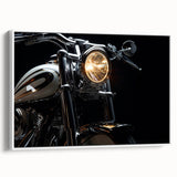 Vintage poster art of a classic car in vibrant colors on a large black canvas, ideal for living room decor.