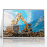 Art deco poster featuring a stylized vintage car in muted pastel colors, perfect for nursery wall art.