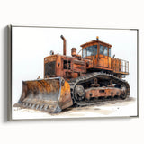 Landscape art painting featuring colorful vintage cars on a black background, suitable for a modern living room.