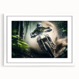 Abstract art print featuring swirling blue and green patterns on canvas, suitable for dining room or bedroom decor.