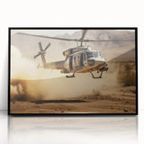 Large abstract wall art in mid-century modernist style, featuring vibrant orange and teal swirls on canvas.