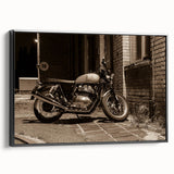 Black and white vintage poster art depicting a serene landscape, printed on framed canvas, suitable for bedroom decor.