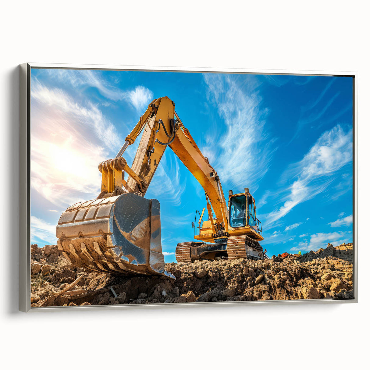 Landscape art painting on canvas featuring a vintage car in vibrant colors.