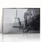 Mid-century modernist art deco poster featuring a stylized geometric car in muted blue and gray tones.