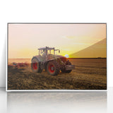 Art deco poster of a stylized vintage car in bold black and gold tones on canvas.