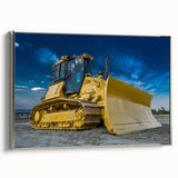 Landscape art painting on canvas featuring a colorful vintage car, set against a black background with muted colors.