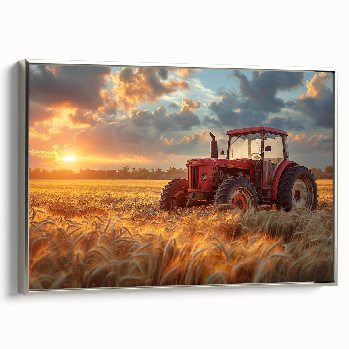 Landscape art painting of a vintage car in colorful tones on a black background, ideal for living room decor.