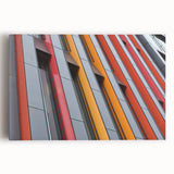 Colorful abstract architecture design stretched canvas wall art showcasing geometric shapes and lines, perfect for modern home decor.